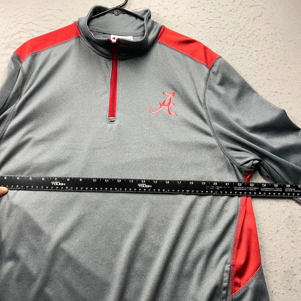 Champion Alabama Crimson Tide Quarter Zip Pullover Mens 2XL Gray Red Spellout